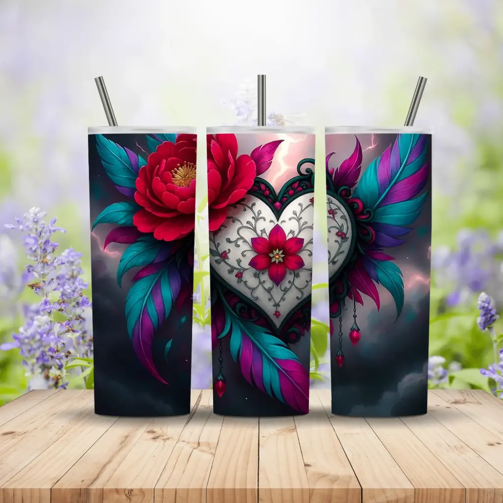 [ST1816-TEAL] Heartfelt Floral Tumbler (TEAL)