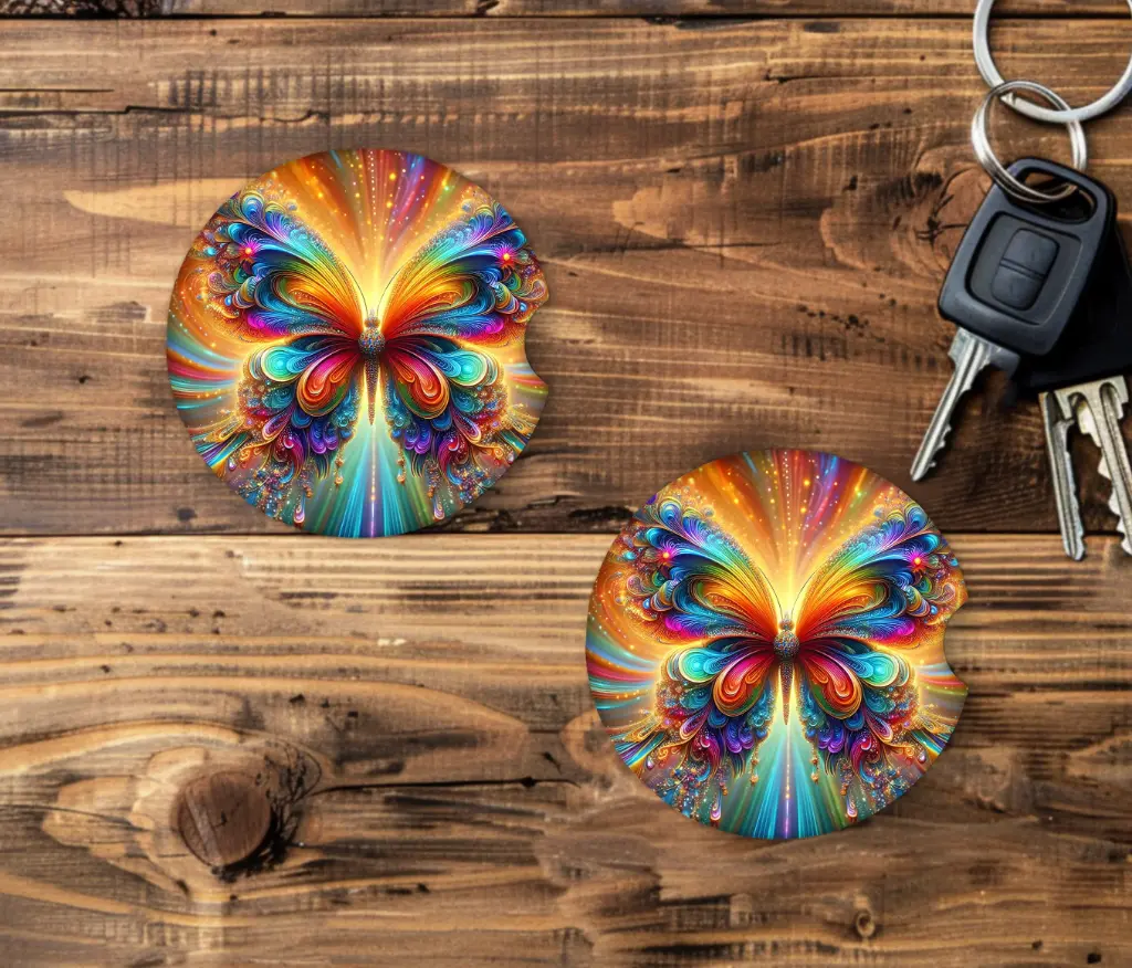 [CA2112]  Kaleidoscope Butterfly Car Coaster