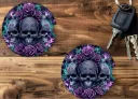 Gothic Rose Skull Car Coaster
