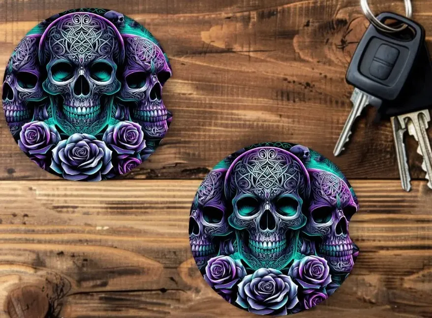 [CA1329] Celtic Skull Car Coaster