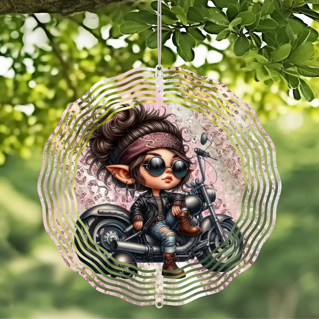 [WS1219]  Biker Babe Wind Spinner