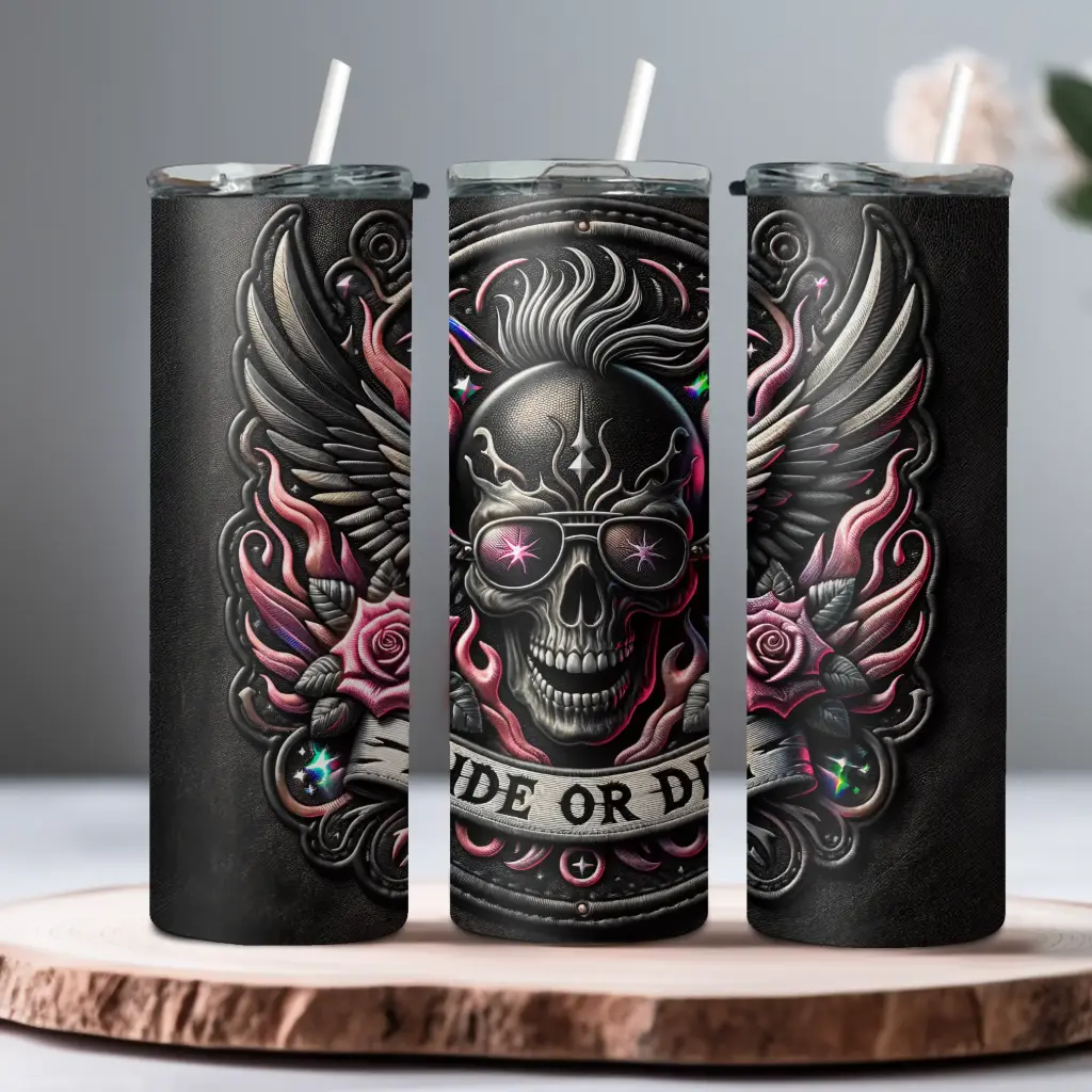 Rebel Rose Skull Tumbler