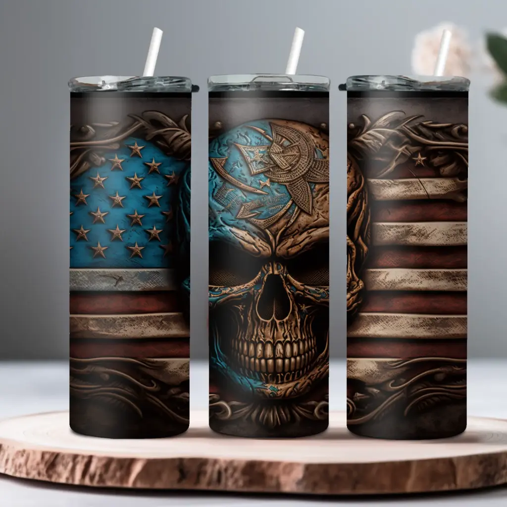 Old Glory Skull Tumbler