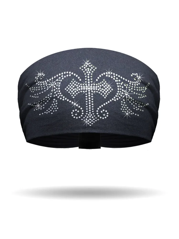 [KB3319-BLACK] Winged Pewter Cross Knotty Band (BLACK)