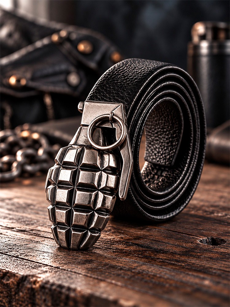 [BB2219] Live Wire Grenade Belt Buckle