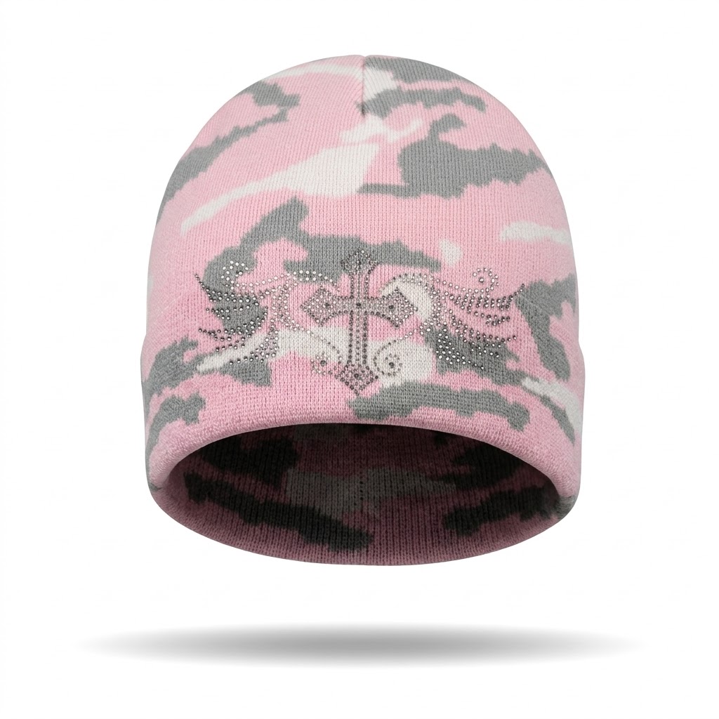 Winged Pewter Cross Beanie