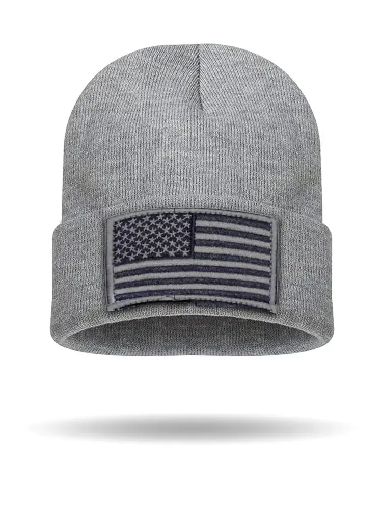 [BE2611-GRY] Patriotic Flag Cuffed Beanie