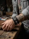 Skull X-Bone Whipstitch Bracelet
