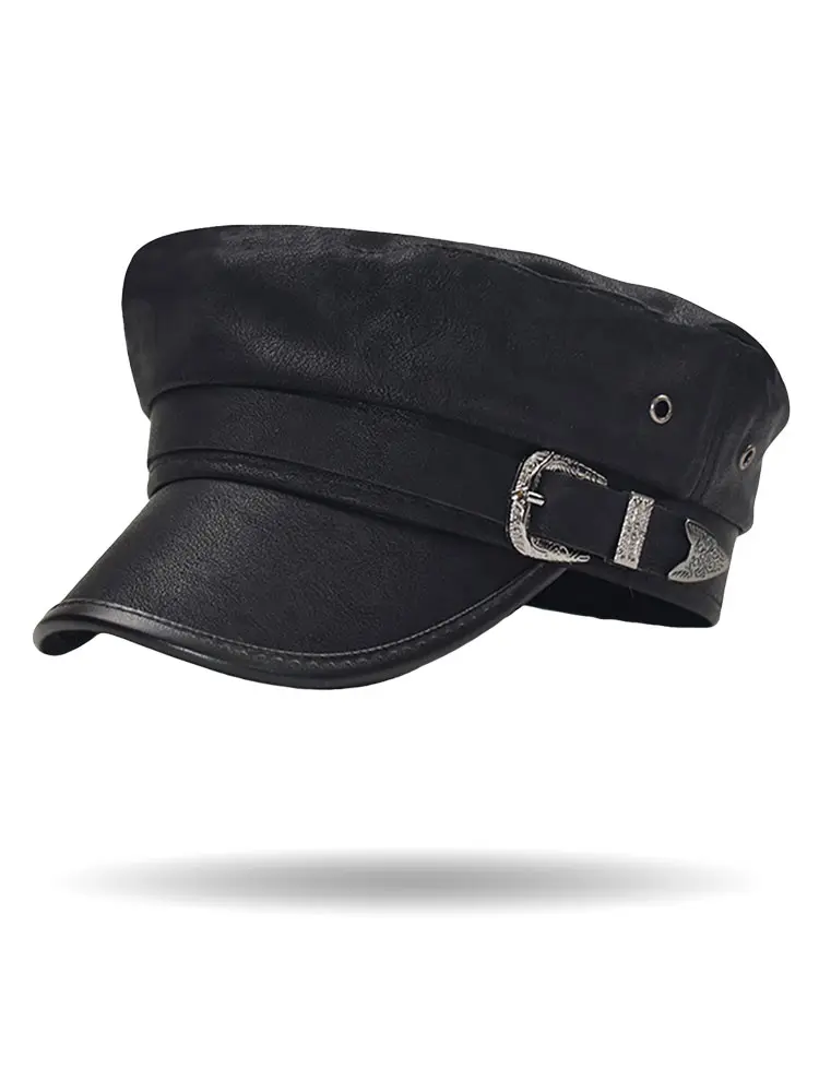 [CC1228-BLK] Brando Buckle Cadet Cap