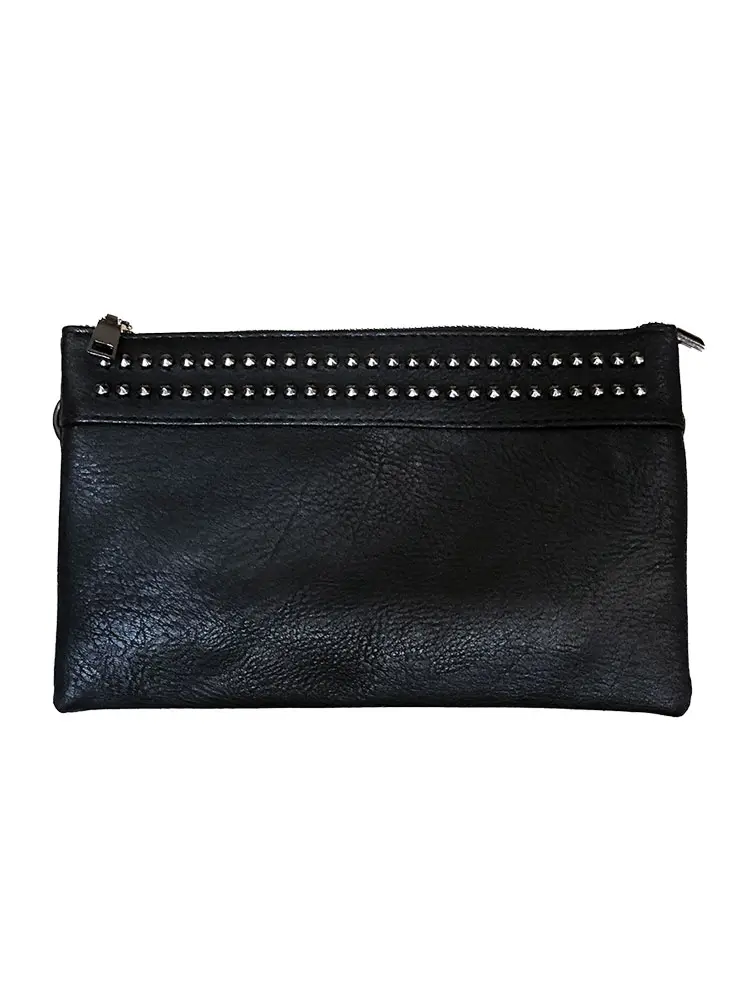 [HB2329-BLK] Sleek Studded Handbag