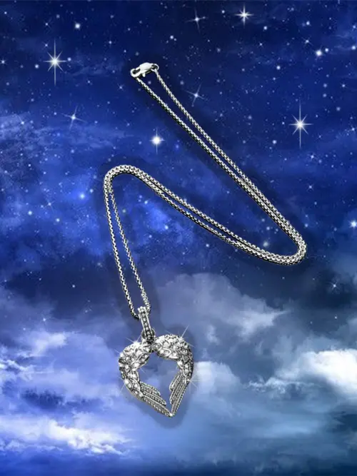 [NE3319] Winged Heart Pendant Necklace