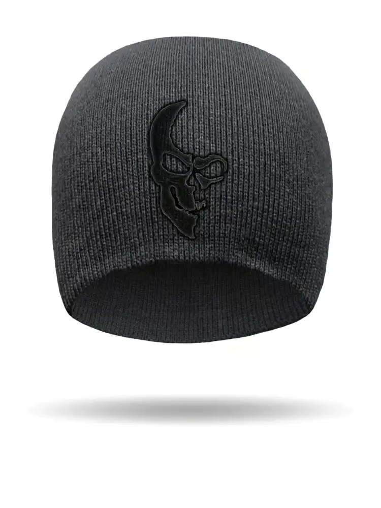 [BE1811-BLK/BLK] Half Skull Beanie (BLACK/BLACK)