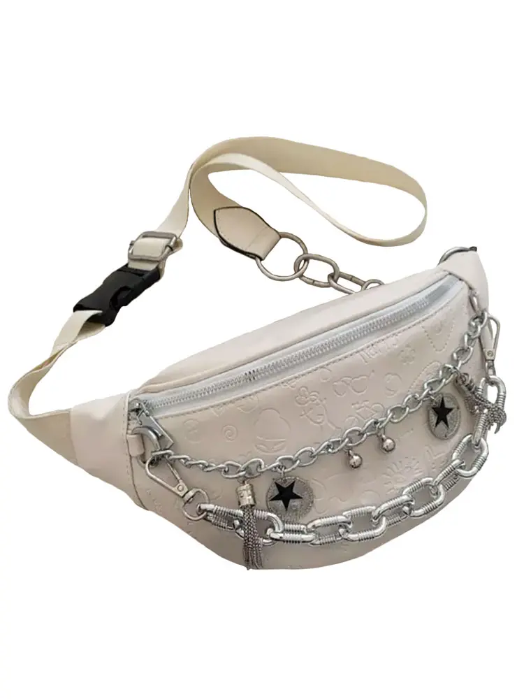 [HB1316-BONE] Chains & Charms Hip Bag (BONE)
