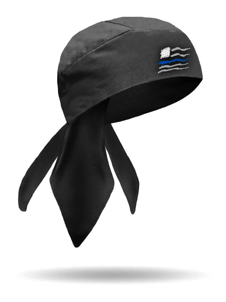 [HW3311-BLUE] Wavy Service Flag Headwrap (BLUE)