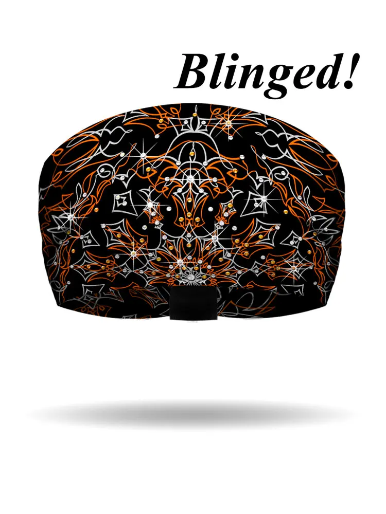 [KB2619R-BLK/ORG] Pinstripe Bandana DAZZLED Knotty Band (BLACK/ORANGE)