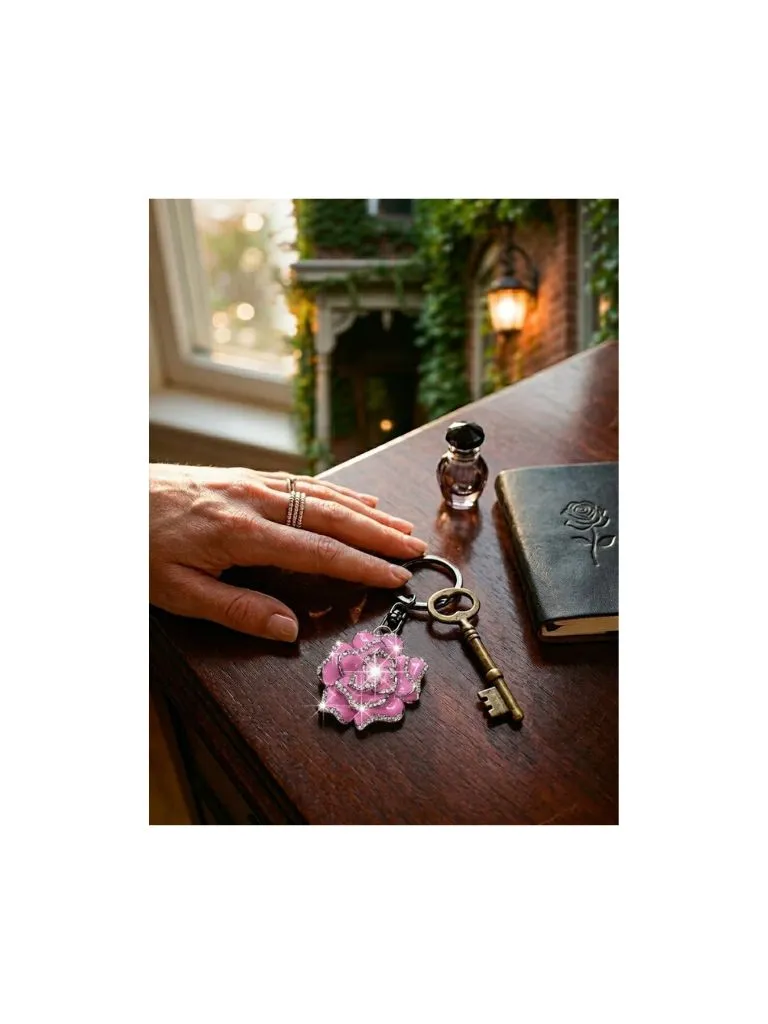 Rose & Rhinestone Key Chain