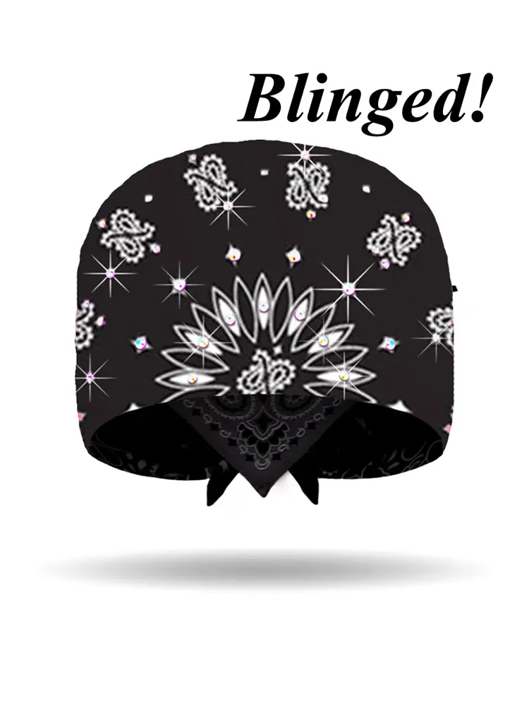 [BA1425R-BLK] Classic Paisley DAZZLED Bandana  (BLACK)