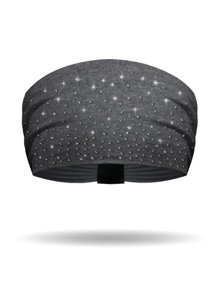 [KB1728R-Black Diamond] Heather Grey DAZZLED Knotty Band (BLACK DIAMOND)