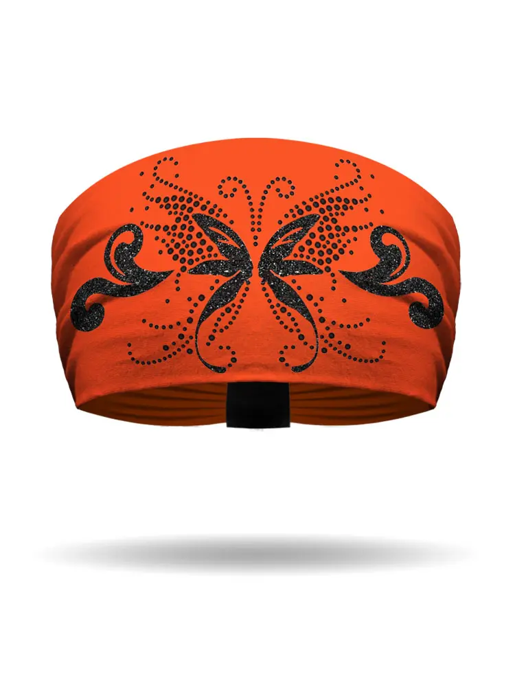 [KB1125-BLK/ORG] Angel Butterfly Glitz Knotty Band (BLACK DIAMOND, ORANGE)