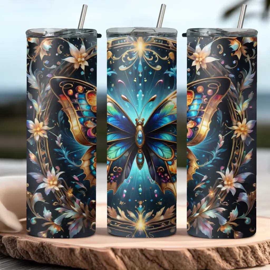 [ST2012] Jeweled Butterfly Tumbler
