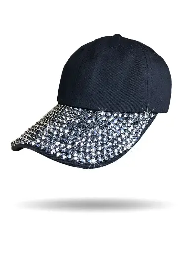 [BC2931-BLK] Supersized Bling Brim Cap