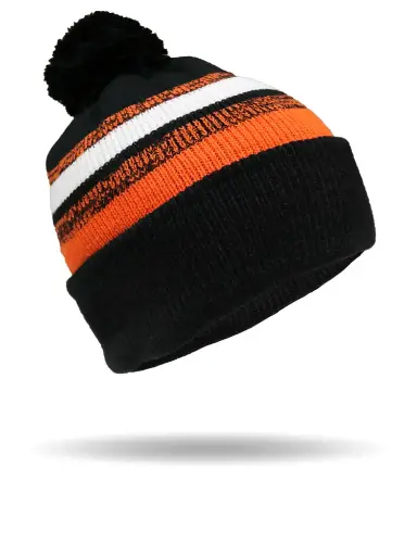 [BE1331-ORG] Culture Club Striped Pom Beanie