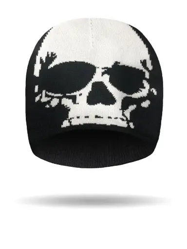 [BE2315-BLK] Megamind Skull Beanie