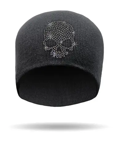 [BE3323] Black Diamond Skull Beanie