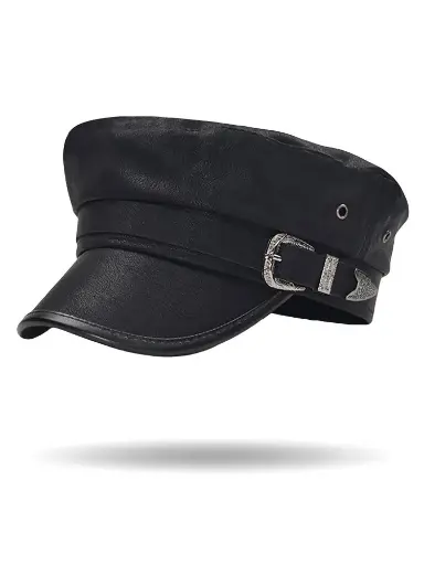 [CC1228-BLK] Brando Buckle Cadet Cap
