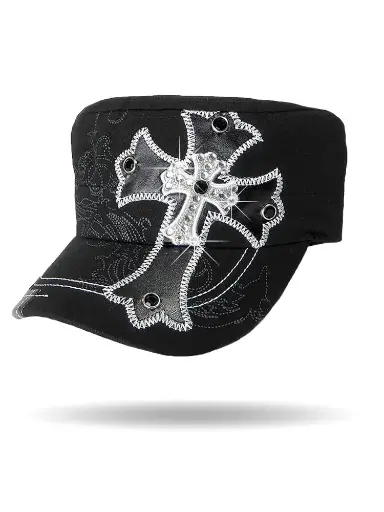 [CC1426-BLK/WHT] Double Cross Cadet Cap
