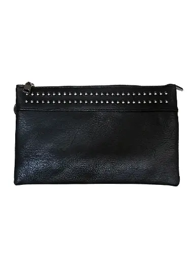 [HB2329-BLK] Sleek Studded Handbag