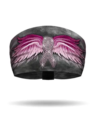 [KB2628-PINK] Pink Ribbon Winged Knotty Band