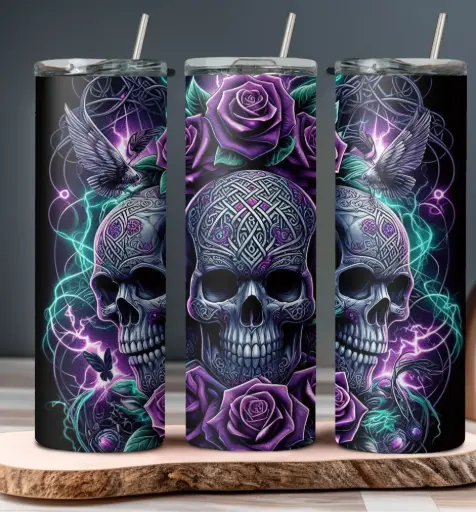 [ST1728] Gothic Rose Skull Tumbler