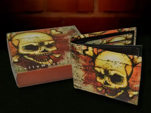 [WA3321] Genuine Leather Printed Bifold Wallet