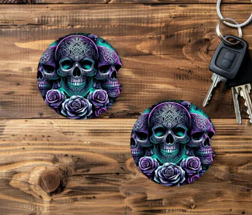 [CA1329] Celtic Skull Car Coaster