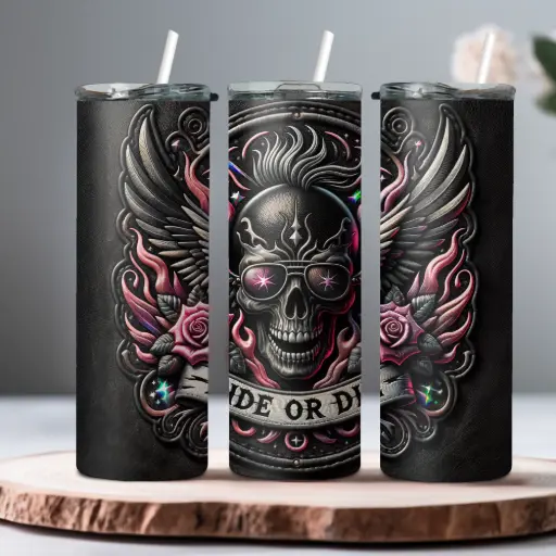 [ST2815] Rebel Rose Skull Tumbler